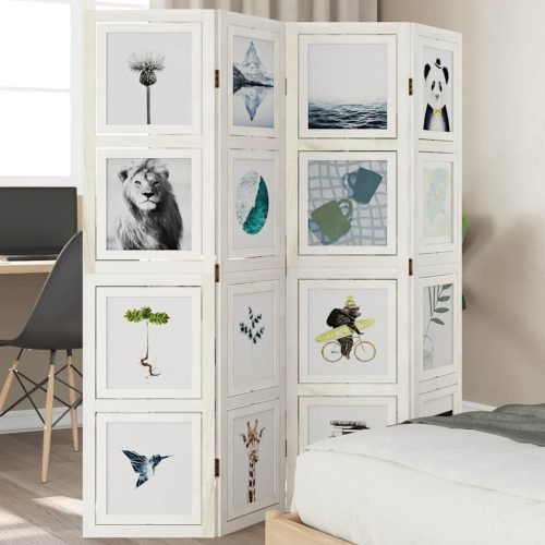  4 paneles fehér tömör császárfa térelválasztó