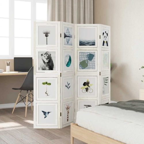  4 paneles fehér tömör császárfa térelválasztó