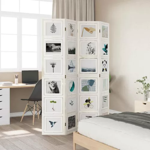  4 paneles fehér tömör császárfa térelválasztó