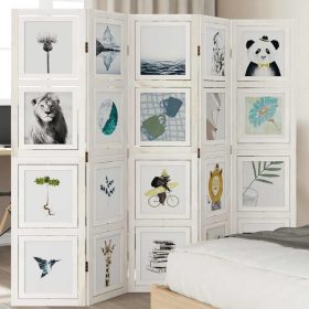  5 paneles fehér tömör császárfa térelválasztó