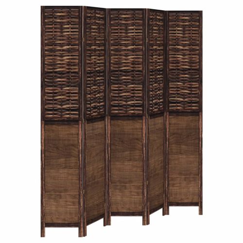  5 paneles sötétbarna tömör császárfa térelválasztó