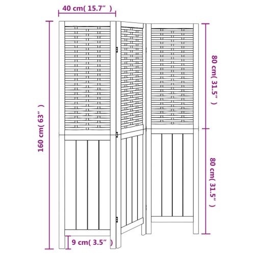  3 paneles fehér tömör császárfa térelválasztó
