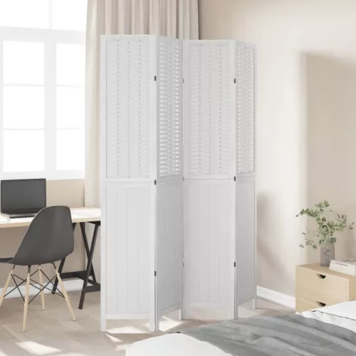  4 paneles fehér tömör császárfa térelválasztó