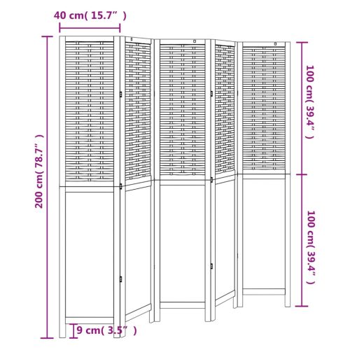  5 paneles fehér tömör császárfa térelválasztó