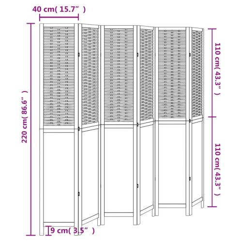  6 paneles fehér tömör császárfa térelválasztó