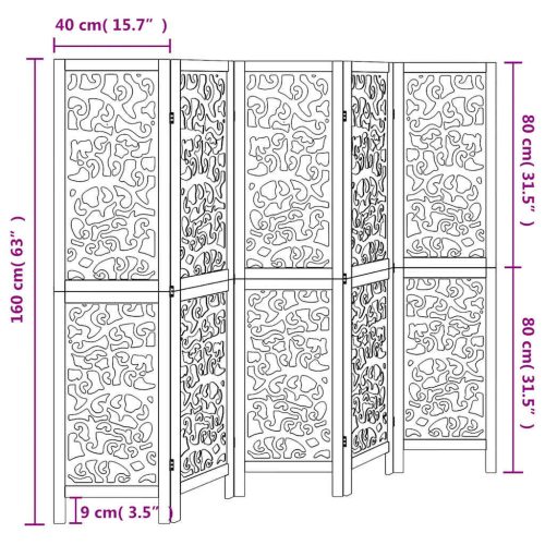  5 paneles fehér tömör császárfa térelválasztó