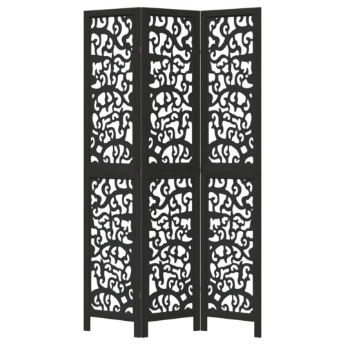  3 paneles fekete tömör császárfa térelválasztó