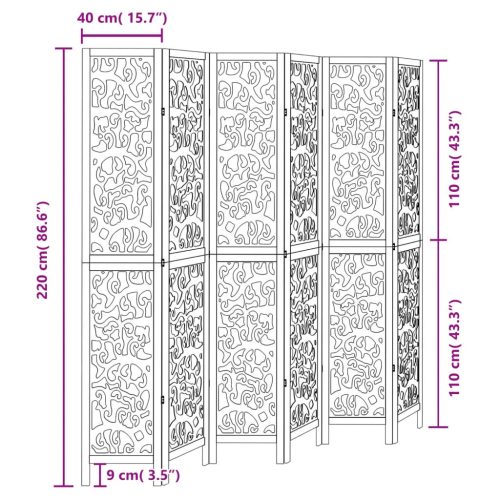  6 paneles fekete tömör császárfa térelválasztó