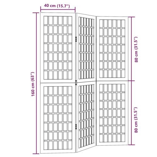  3 paneles fekete tömör császárfa térelválasztó