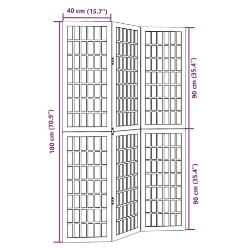  3 paneles fekete tömör császárfa térelválasztó