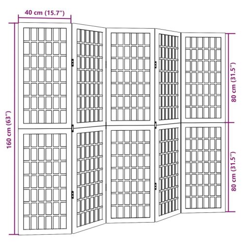  5 paneles fekete tömör császárfa térelválasztó