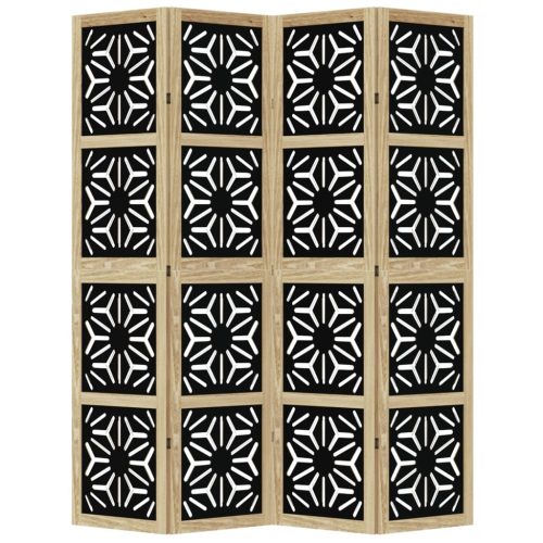  4 paneles barna és fekete tömör császárfa térelválasztó