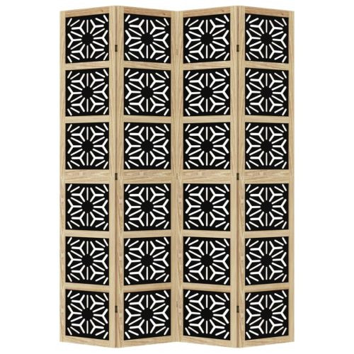  4 paneles barna és fekete tömör császárfa térelválasztó