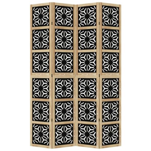  4 paneles barna és fekete tömör császárfa térelválasztó