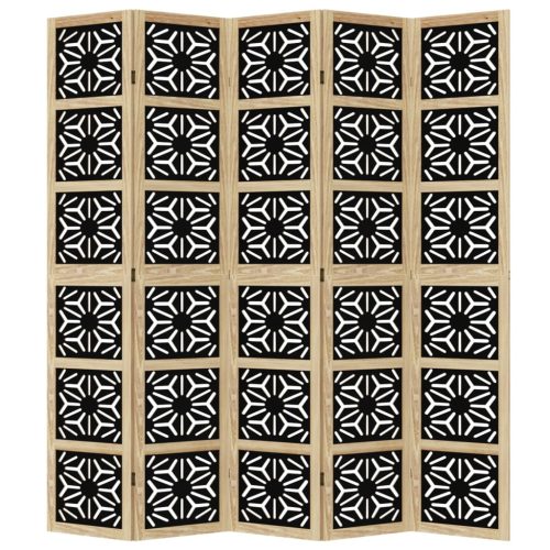  5 paneles barna és fekete tömör császárfa térelválasztó