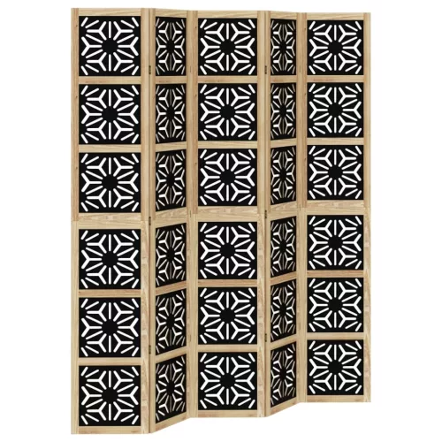  5 paneles barna és fekete tömör császárfa térelválasztó