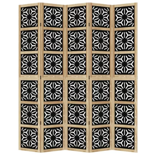  5 paneles barna és fekete tömör császárfa térelválasztó