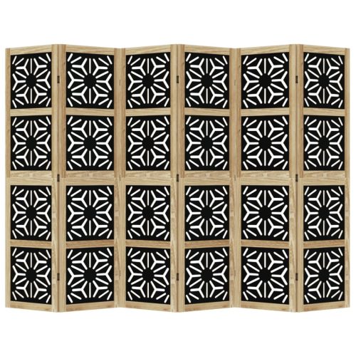  6 paneles barna és fekete tömör császárfa térelválasztó