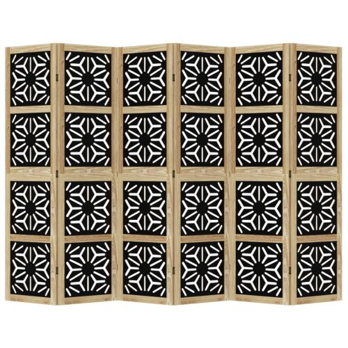  6 paneles barna és fekete tömör császárfa térelválasztó