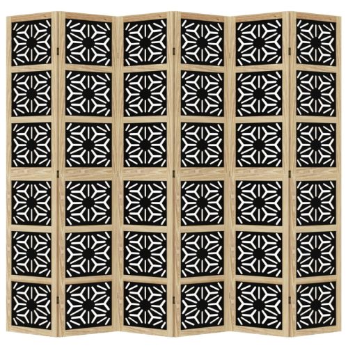  6 paneles barna és fekete tömör császárfa térelválasztó