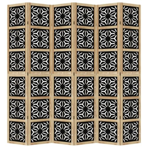  6 paneles barna és fekete tömör császárfa térelválasztó