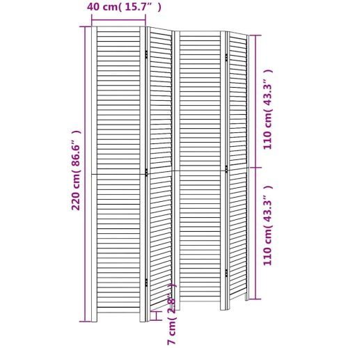  4 paneles fehér tömör császárfa térelválasztó
