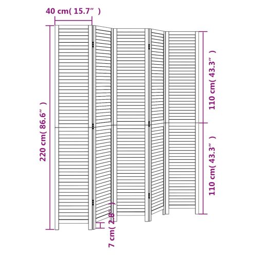  5 paneles fehér tömör császárfa térelválasztó