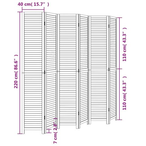  6 paneles fehér tömör császárfa térelválasztó