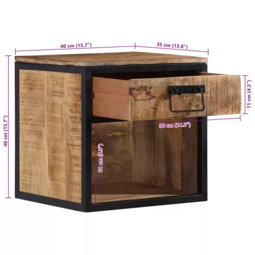  tömör mangófa éjjeliszekrény 40 x 35 x 40 cm