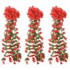  3 db piros karácsonyi virágfüzér 85 cm