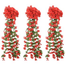  3 db piros karácsonyi virágfüzér 85 cm