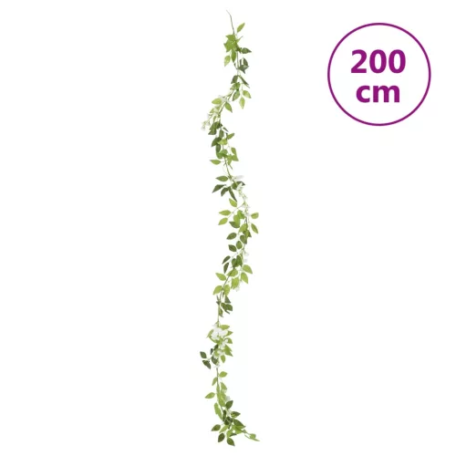  6 db fehér karácsonyi virágfüzér 200 cm