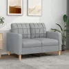  kétszemélyes világosszürke szövetkanapé 120 cm