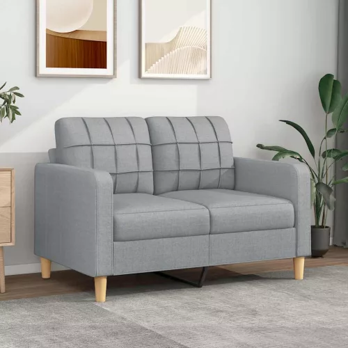  kétszemélyes világosszürke szövetkanapé 120 cm