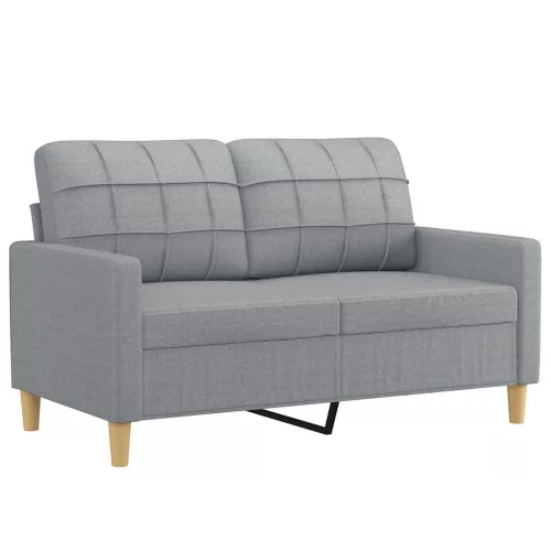  kétszemélyes világosszürke szövetkanapé 120 cm