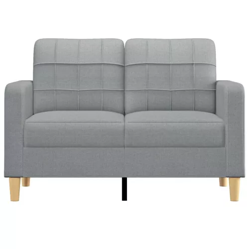  kétszemélyes világosszürke szövetkanapé 120 cm