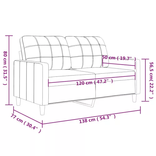  kétszemélyes világosszürke szövetkanapé 120 cm