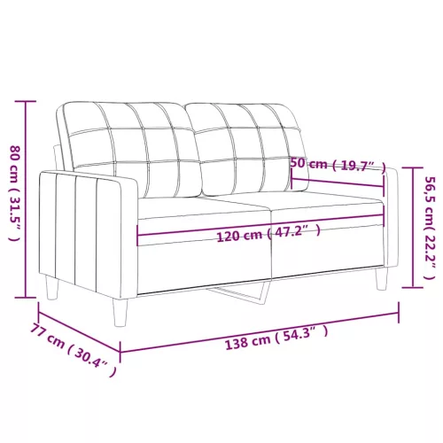  kétszemélyes barna szövetkanapé 120 cm