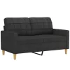  kétszemélyes fekete szövetkanapé 120 cm