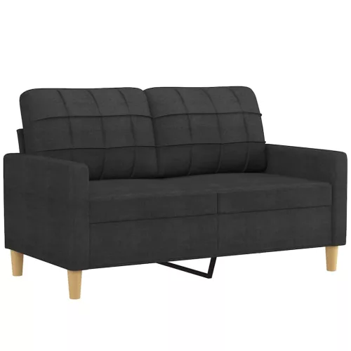  kétszemélyes fekete szövetkanapé 120 cm
