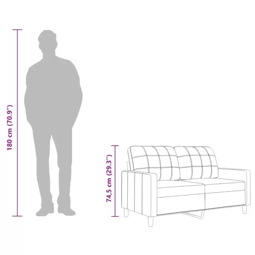  kétszemélyes fekete szövetkanapé 120 cm