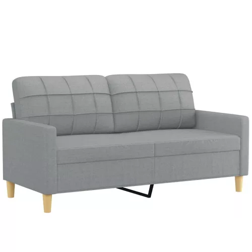  kétszemélyes világosszürke szövetkanapé 140 cm
