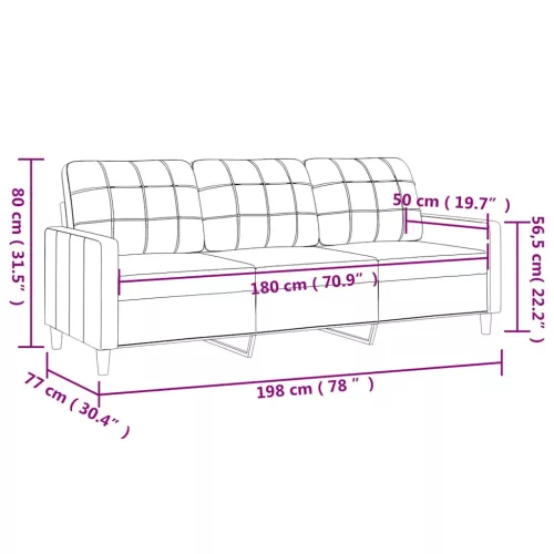  3 személyes sötétszürke szövet kanapé 180 cm