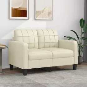  2 személyes krémszínű műbőr kanapé 120 cm