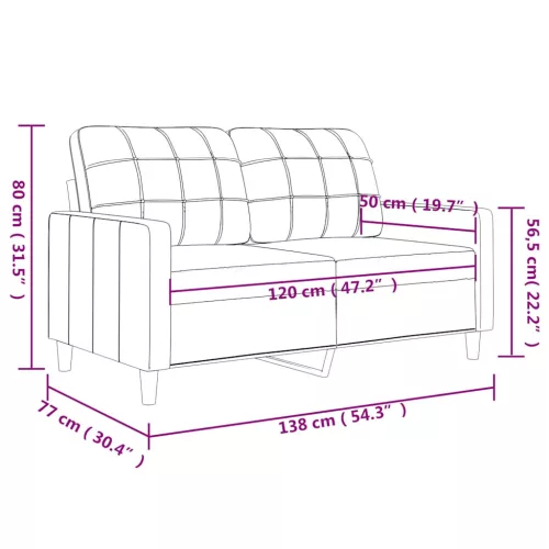  2 személyes krémszínű műbőr kanapé 120 cm