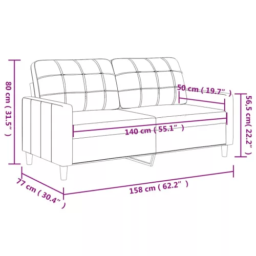 2 személyes fekete műbőr kanapé 140 cm