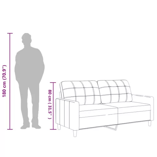  2 személyes fekete műbőr kanapé 140 cm