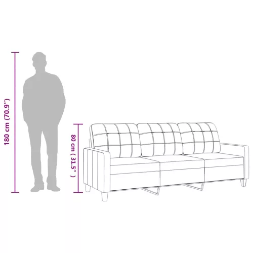  3 személyes cappuccino színű műbőr kanapé 180 cm