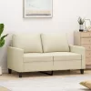  2 személyes krémszínű műbőr kanapé 120 cm