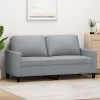  kétszemélyes világosszürke szövetkanapé 140 cm